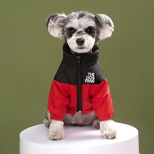 Fashion Dog Coat-Trendy Embroidered Dog Autumn and Winter Cotton Clothing-Thickened Warm Down Clothing-Size S