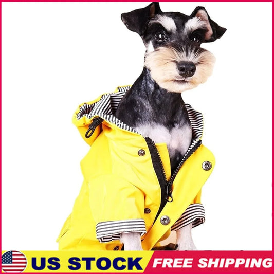 Dog Raincoat Waterproof Jacket with Hood Comfortable Four Leg Design Stylish Rain Gear Small Dogs Machine Washable Pockets size S