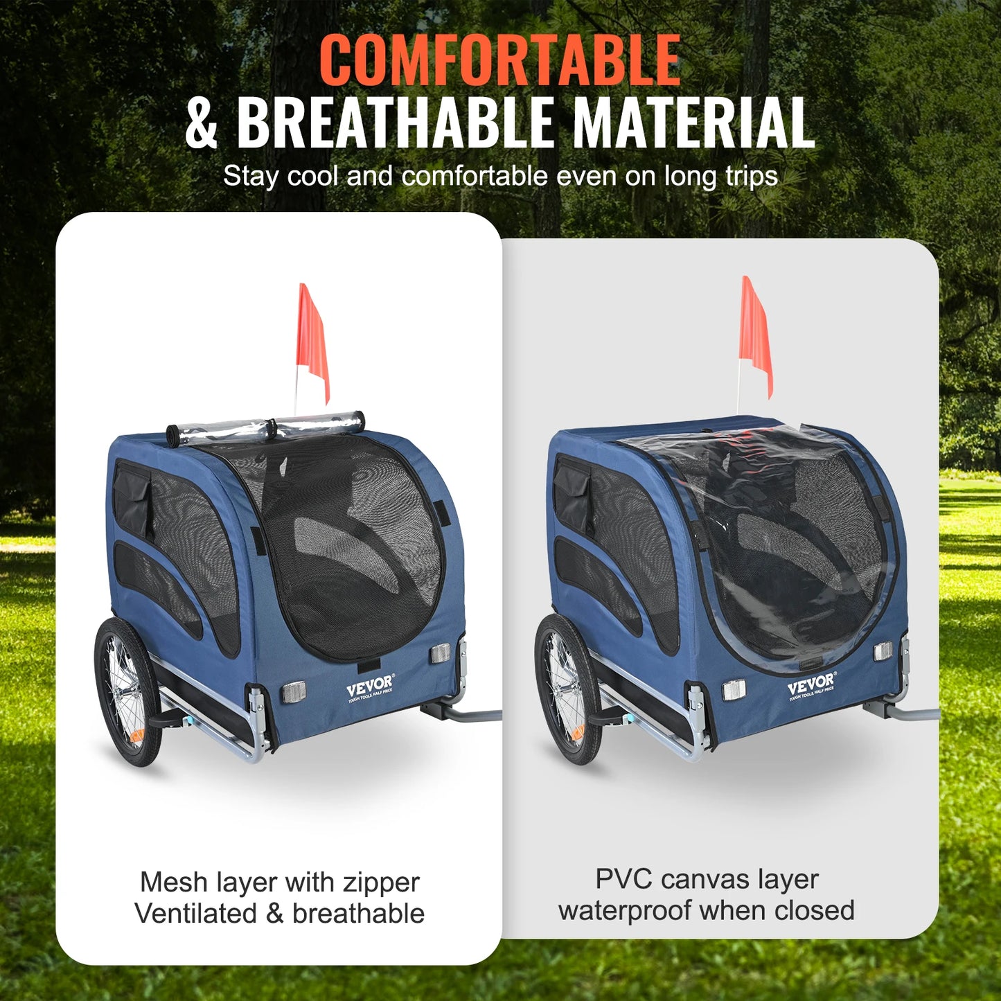 SucceBuy 100lbs Pet Cart Bicycle Carrier Dog Bike Trailer with Coupler- Reflectors- Flag- Collapsible to Store- for Dogs- Travel