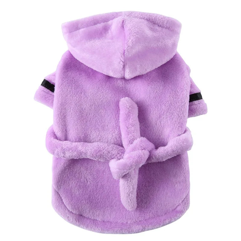 Dog Hooded Bathrobe- Sleeping Clothes- Soft Pet Bath Drying Towel-Clothes For Puppy Dogs