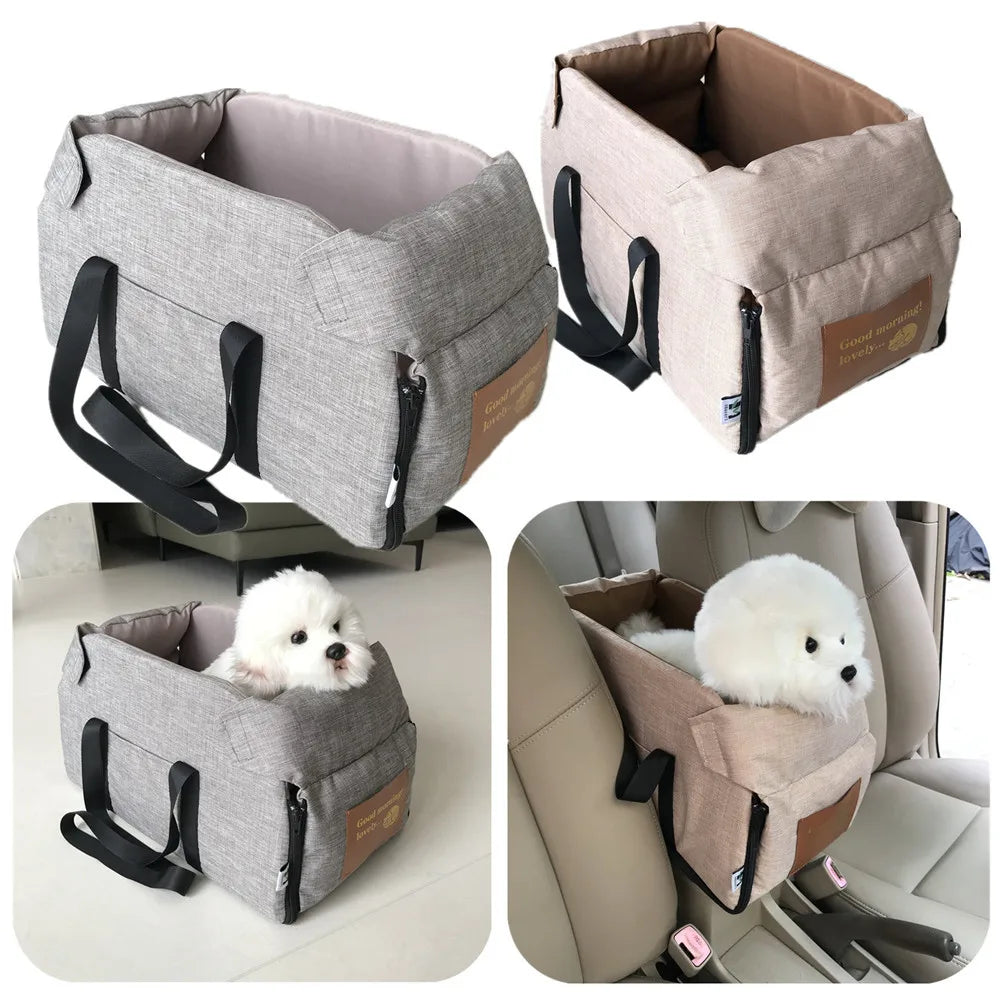 Dog Gray Car Seat-Central Car Seat-Portable Carrier for Small Dogs-Pet Car Seat