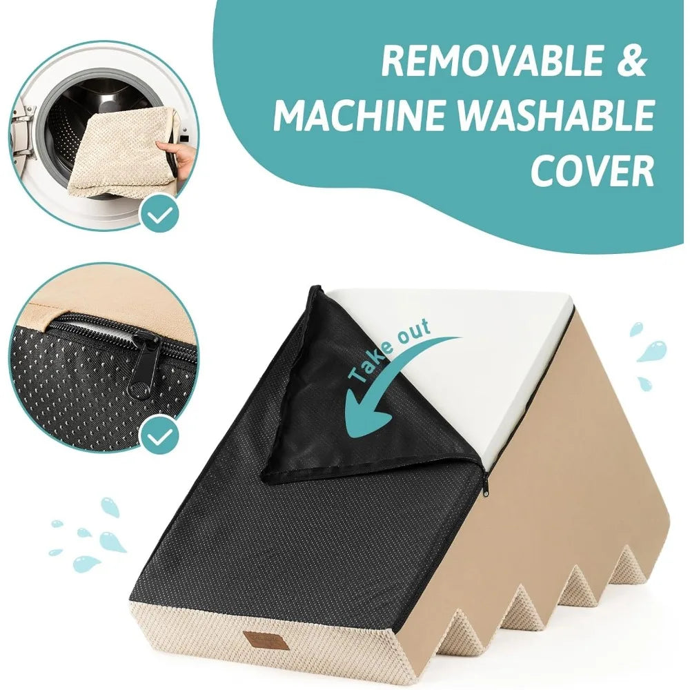 Dog Stairs for Small Dogs, 5 Tier Wider Pet Stairs for High Places, 23.6" H- Non-Slip Dog Steps for Old Cats, Puppies, Small Medium