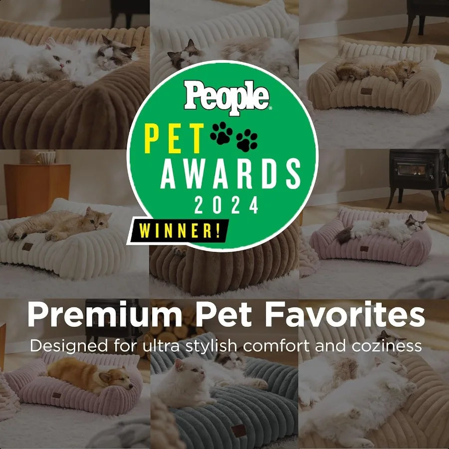 Comfy Couch for Pets- Fluffy Dog Bed- Small Medium Size Dog - Premium Soft Corduroy Fleece-Removable- Washable