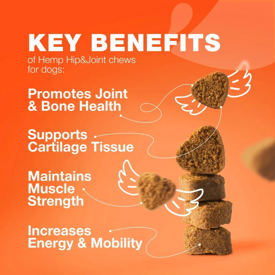 Glucosamine for Dogs Hemp Hip and Joint Supplement for Dogs Glucosamine Chondroitin Chews with MSM Turmeric Collagen for Mobility
