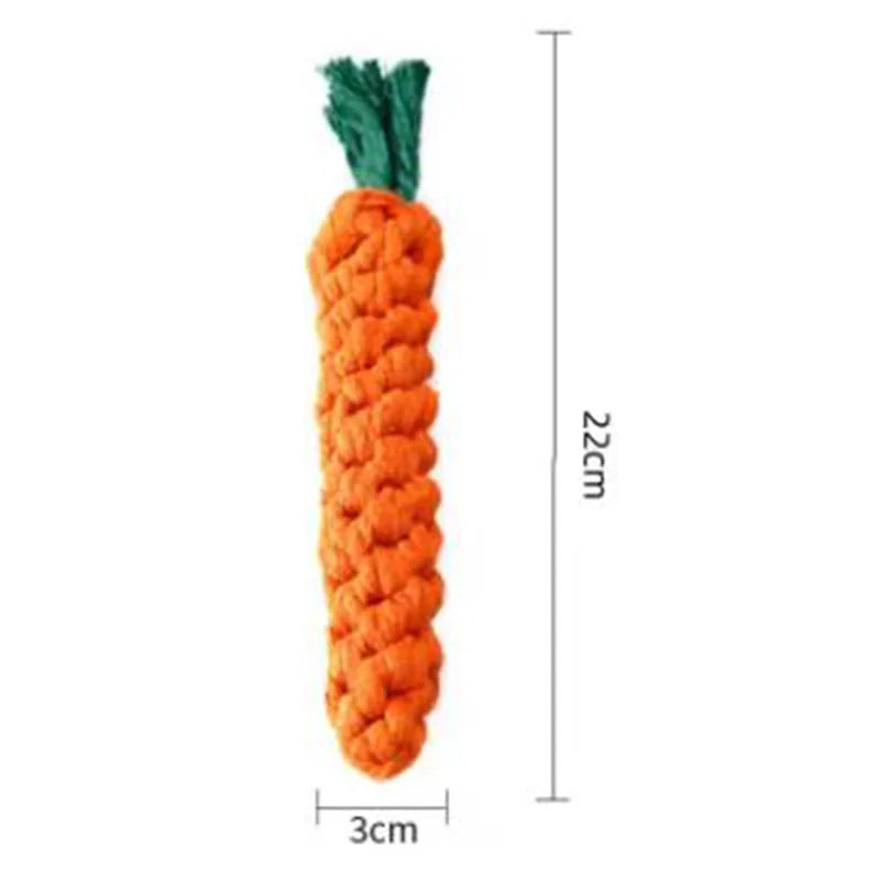 Dog Toy Simulation Knot Carrot Toy-Cotton Rope- Durable- Braided Chew Toy- Puppy Cleaning Teeth- Bite Resistant-Dog Toys
