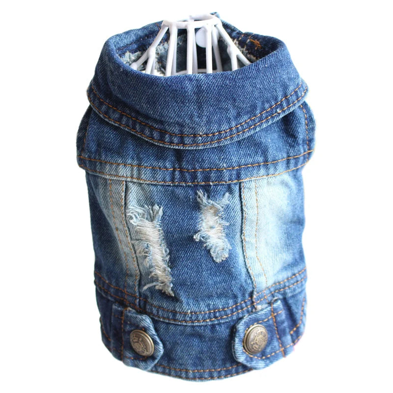 Retro Designer Dog Jeans Jackets Vest for Small Dogs- Handsome Denim Jacket- Durable- Sizes XS-XXL-Costumes/Apparel