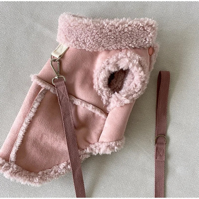 Classic Solid Color Dog Vest- Autumn Winter -Wool -Warm Pet Small Medium-sized Jacket -Warm Vest With Traction Buckle Velvet Clothes