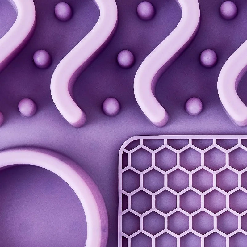 Silicone Slow Feeder Compartment Pet Mat-Purple- 12" x 8"-Pet Bowls/Feeding