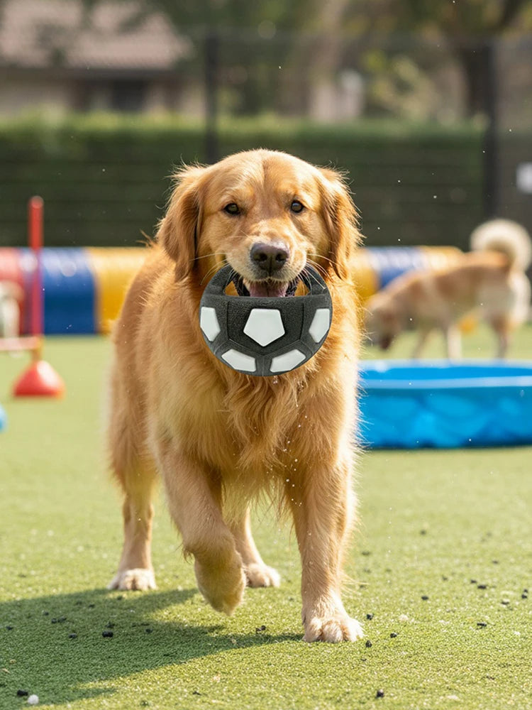 Dog Calming Ball with Handle - Football Shape Toy- Interactive-Squeaky-Dog Toys