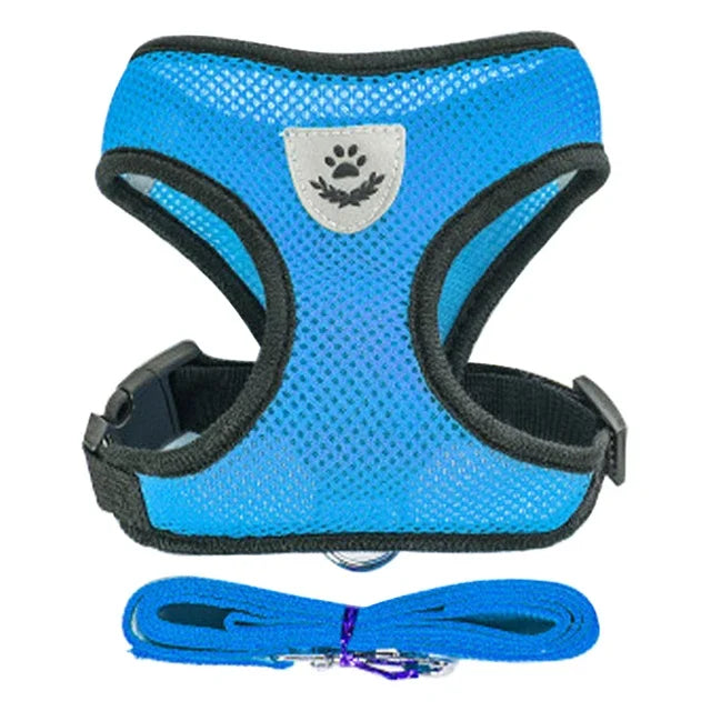 Dog Harness Walking Lead Leash-Polyester- Adjustable Mesh-sizes S to XL-Collars/Leashes