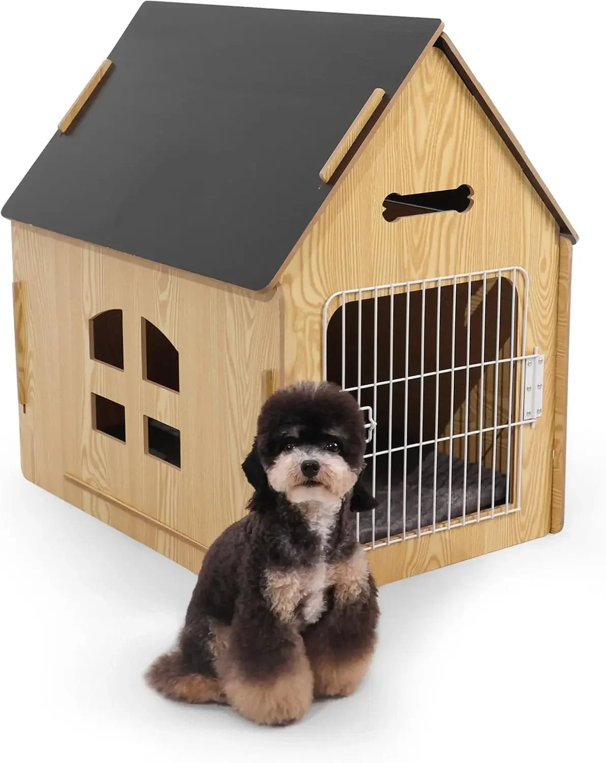 Cute Dog House- Indoor for Small Dogs-Cozy Wooden Design- Small Indoor Bed House