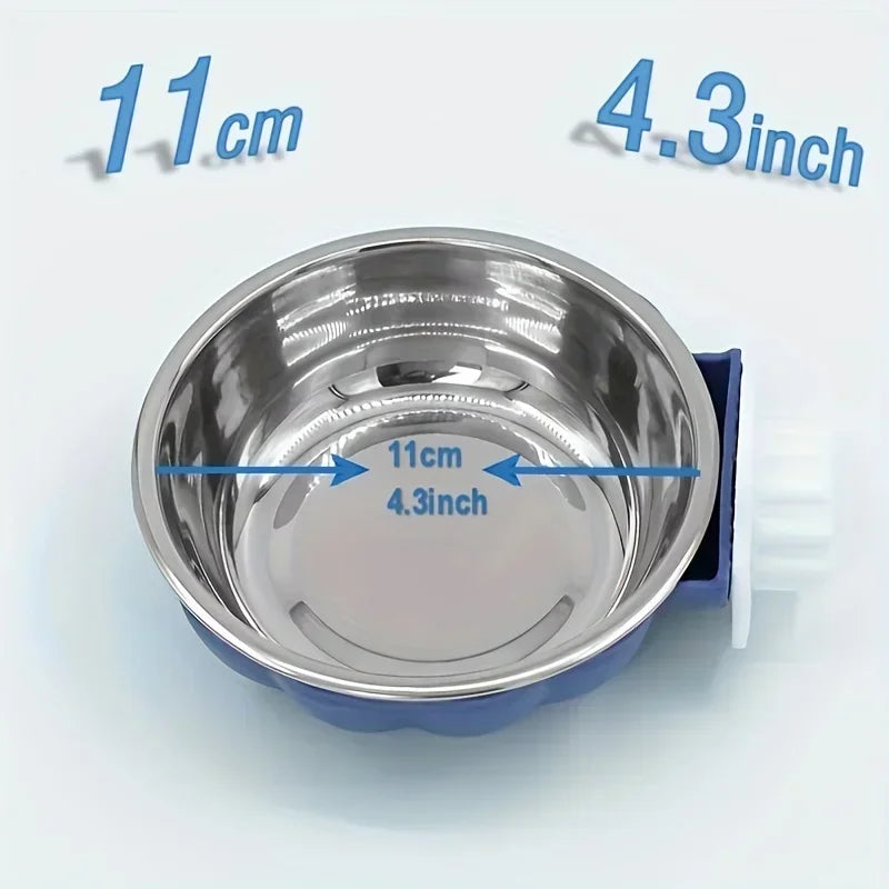 Stainless Steel Pet Bowl: A Suspended Pet Food Bowl That Can Be Moved and Lifted To Feed Food in A Pet Cage