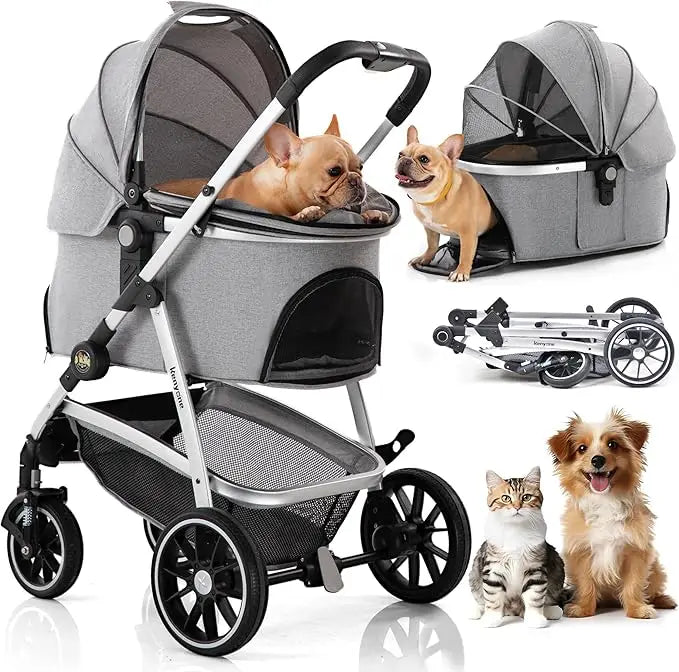 Pet Stroller 3 in 1 Dog Stroller for Small to Medium Size Dogs- Detachable Carrier