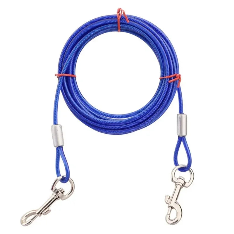 High Quality 5mm*3m Lengthen Steel Wire Dogs Chain Rope-Durable Double-end Dogs Leash- Cable Dual Heads Metal Hooks-Collars/Leashes