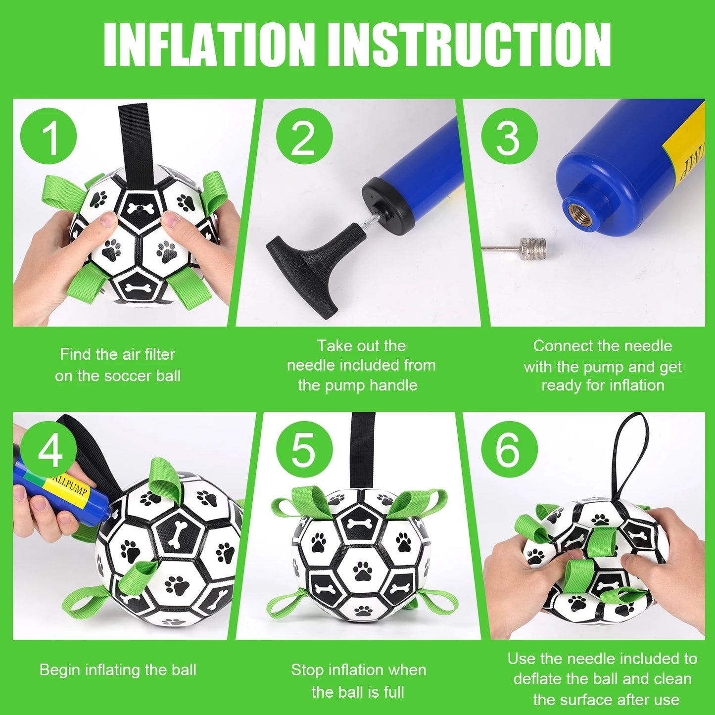 Dog Toys Soccer Ball with Straps- Interactive Toy for Tug of War- Durable- Dog Toys