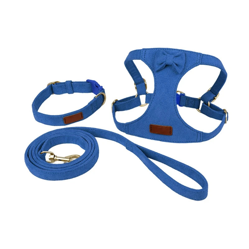 Soft Breathable Dog Collar Harness Leash Set- Comfortable Vest Harnesses -Adjustable Pet Collars Leads For Small Dogs size XS - M
