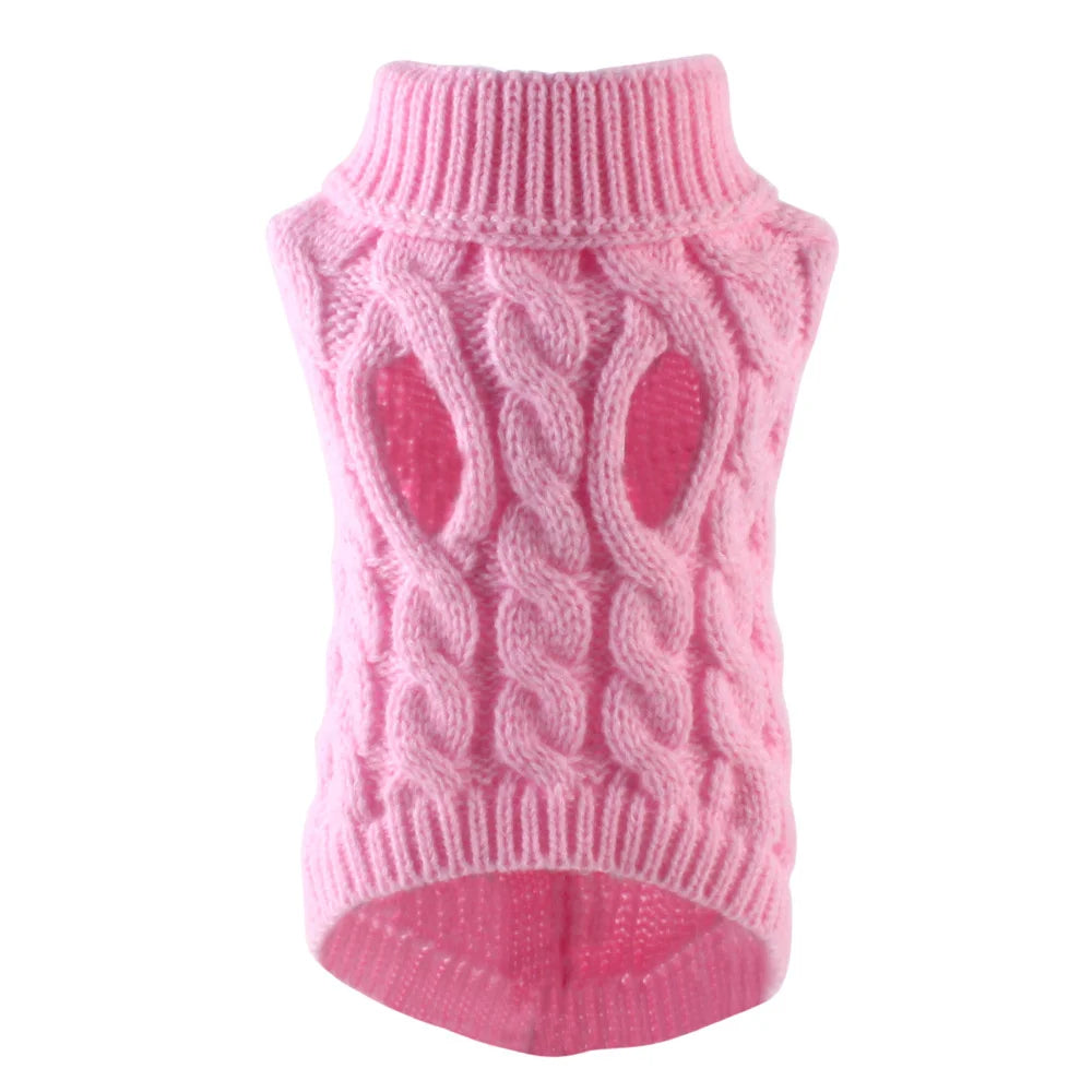 Classic Solid Chihuahua Puppy Dog Sweater- for Small Dogs Winter Warm Pet Clothes Yorkshire Schnauzer- Pullovers