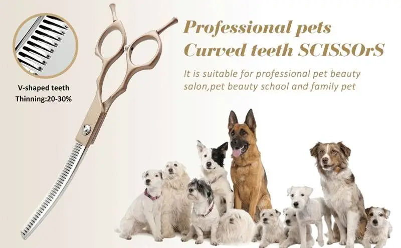 7inch Curved Thinning Shears- Stainless Steel Dog Grooming Curved Scissors-Light Weight- Special Designed- Pet Grooming