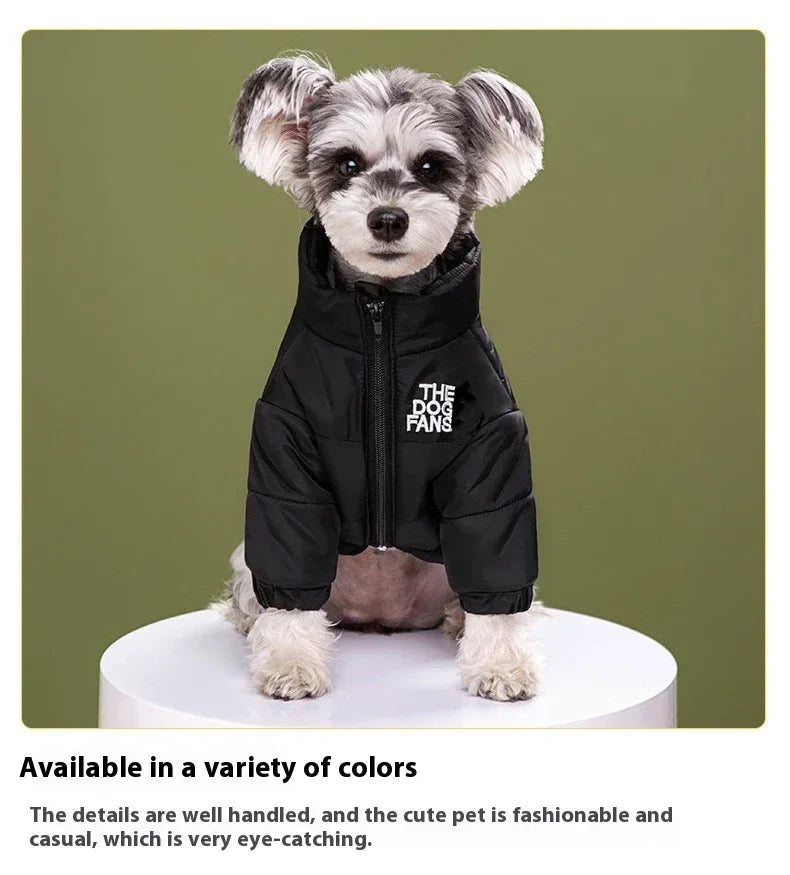 Fashion Dog Coat-Trendy Embroidered Dog Autumn and Winter Cotton Clothing-Thickened Warm Down Clothing-Size M