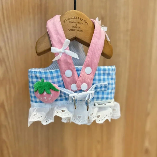Dog Strawberry Lace Harness Leash Set- Vest Lace Chest Strap-Sizes XS to XL Dogs- Collars/Leashes