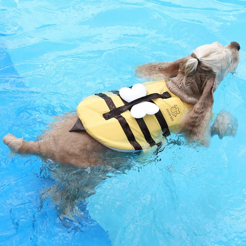 Little Bee Dog Swimsuit- Waterproof-Life Jacket- Breathable-Harness- Swimming Safety-Sizes SML-Costumes/Apparel