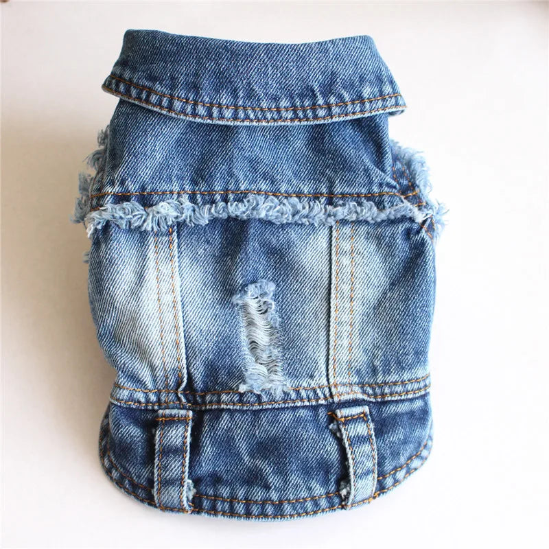 Retro Designer Dog Jeans Jackets Vest for Small Dogs- Handsome Denim Jacket- Durable- Sizes XS-XXL-Costumes/Apparel