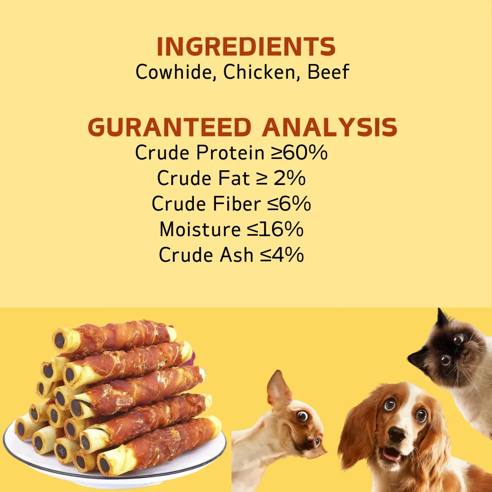 150g/5.29oz  Chicken Wrapped Cowhide Chocolate Stick- Meat Snacks, Made From Chicken Meat