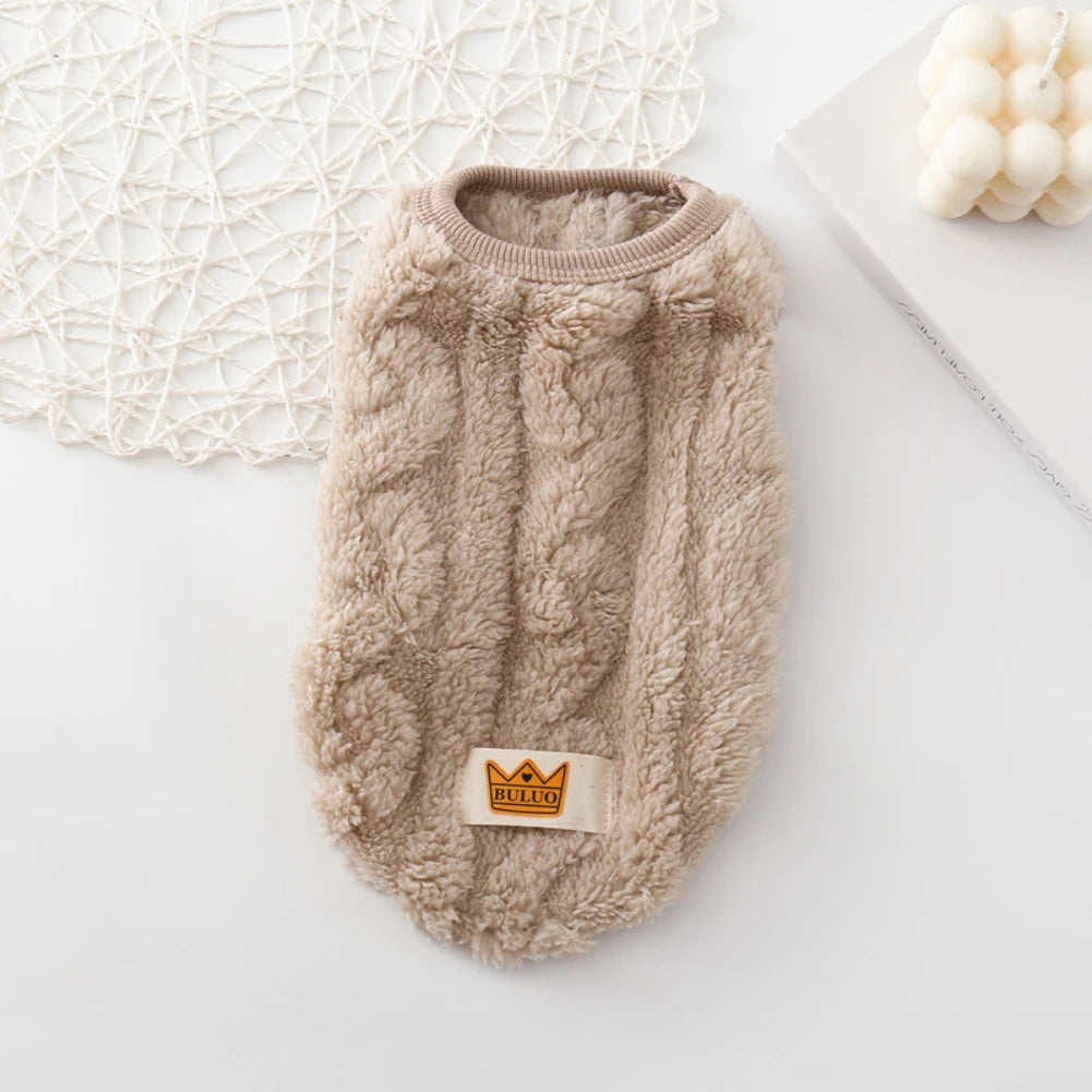 Cute Cuddly Solid Wavy Double-sided Warm Sweater -Autumn Winter -Fleece Pullover Pet Clothes for Small Medium Dogs