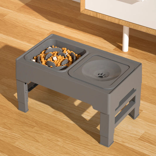 3 In 1 Dog Stainless Steel Slow Feed Bowl-Floating Water Bowl-Spine Protection-  Adjustable Height- Slow Food Feeder