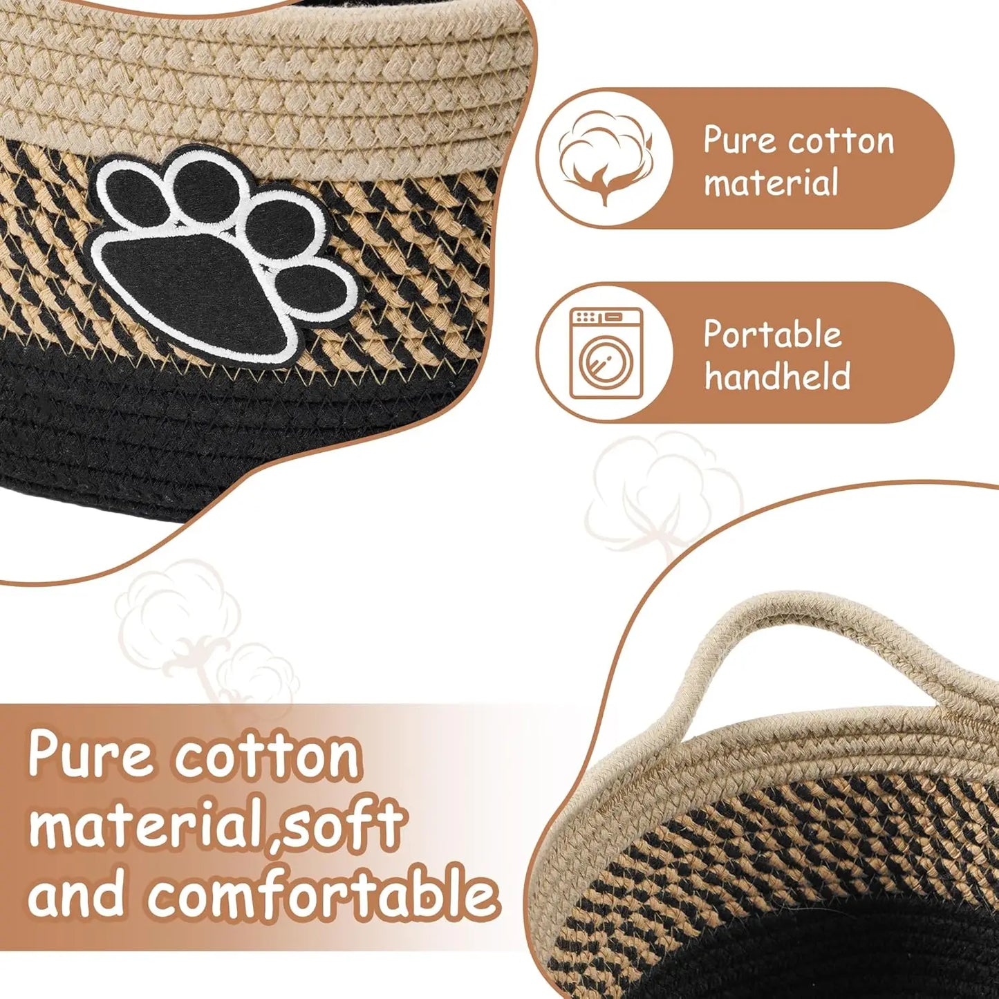 Small Woven Storage Basket with Handle for Organizing Dog Toys-Gog Toys