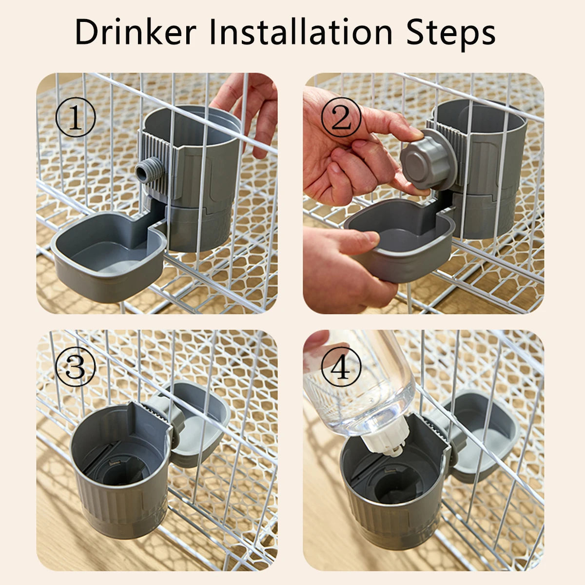 Automatic Pet Feeder/ Waterer Hanging Cage Bowls-Suitable for Small Puppy Dogs Food Container Dispenser Bowl-Pet Bowls/Feeding