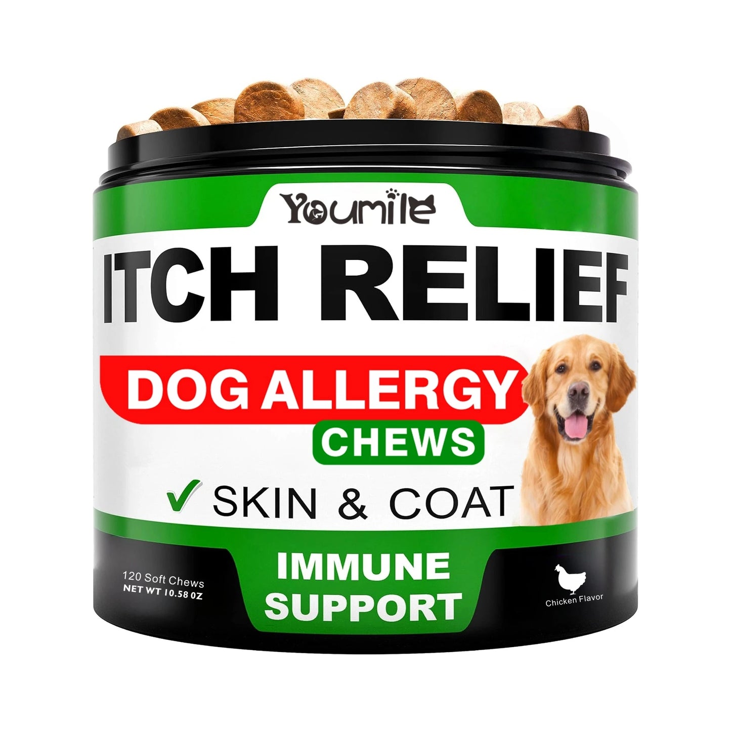 Dog Itch Relief Allergy Chews- Dog Itching-Used For Immune Support/Gut Health-Soothing Skin /Itchy Ears-Pet Supplements