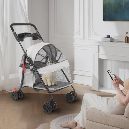 Foldable Lightweight Pet Stroller- For Small To Medium Dogs - Outdoor Dog Walks Is Effortless