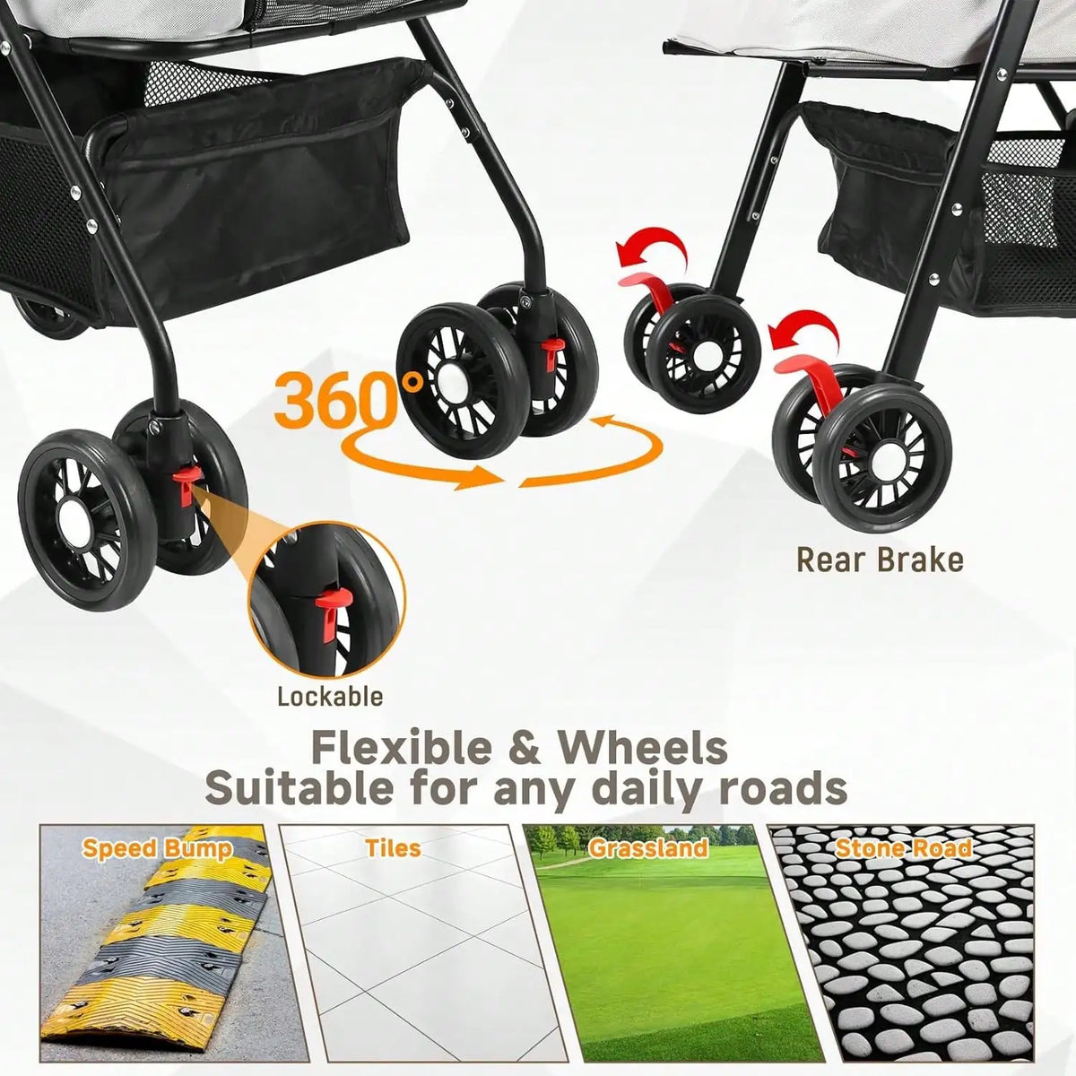 3-In-1 Pet Stroller Suitable For Small And Medium-Sized Dogs, Luxury Large Cat Stroller Detachable Carrier, Suitable For Puppies, Kittens, And Puppies