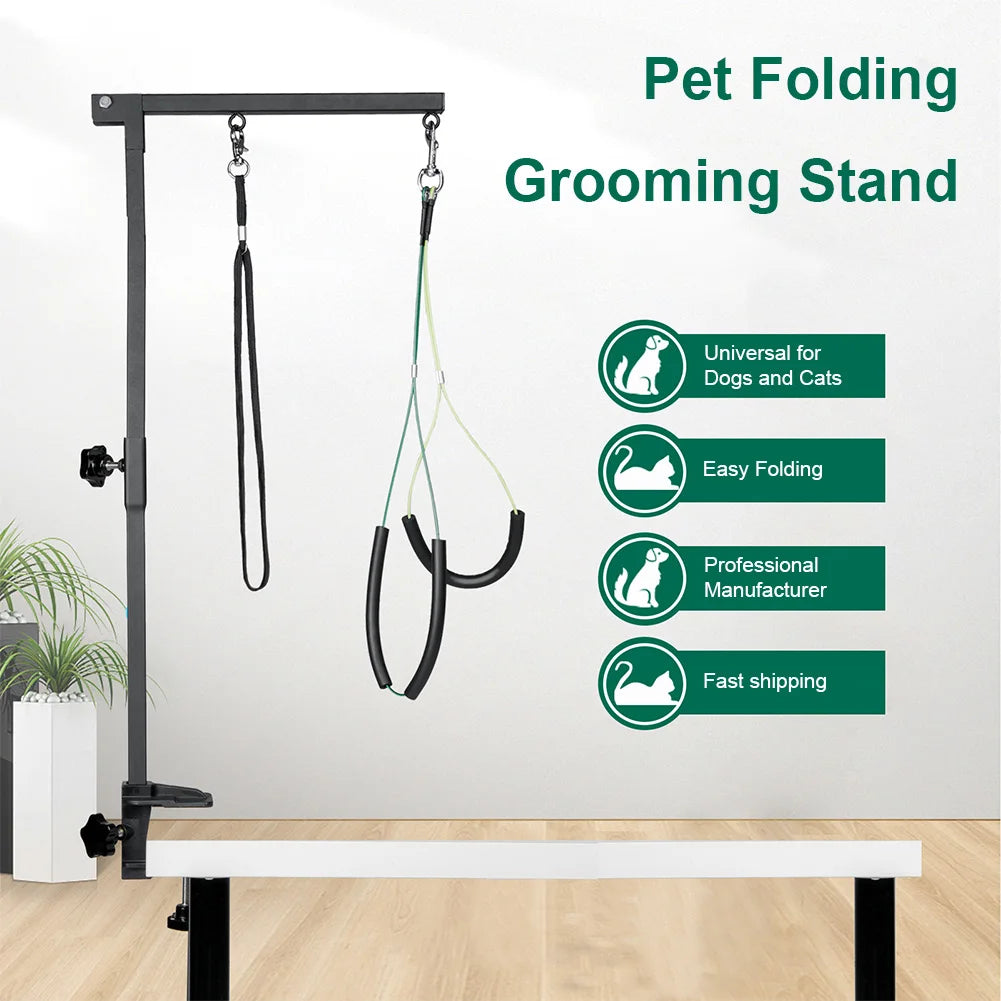 Dog Shower Stand with Restraint Rope Trimming Pet Grooming Stand- Pet Foldable Grooming Bracket Desk- Holder for Bath Desk-Pet Grooming
