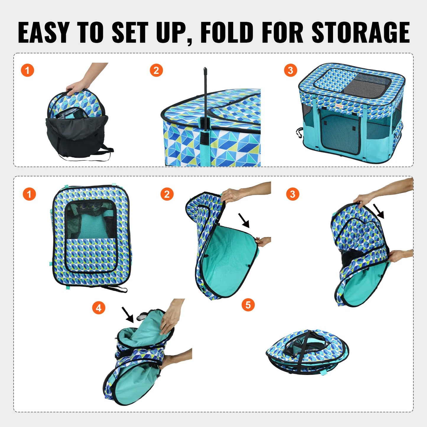 VEVOR Portable Foldable Pet Playpen Tent Crate- Waterproof  Shelter for Dog- Indoor Outdoor Travel Camping
