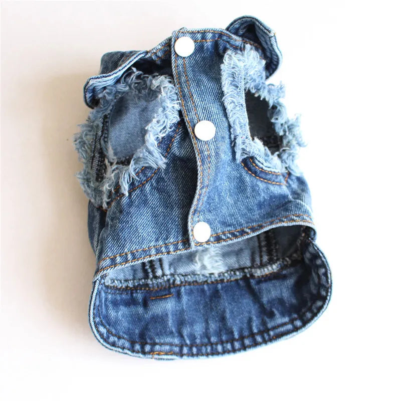 Retro Designer Dog Jeans Jackets Vest for Small Dogs- Handsome Denim Jacket- Durable- Sizes XS-XXL-Costumes/Apparel