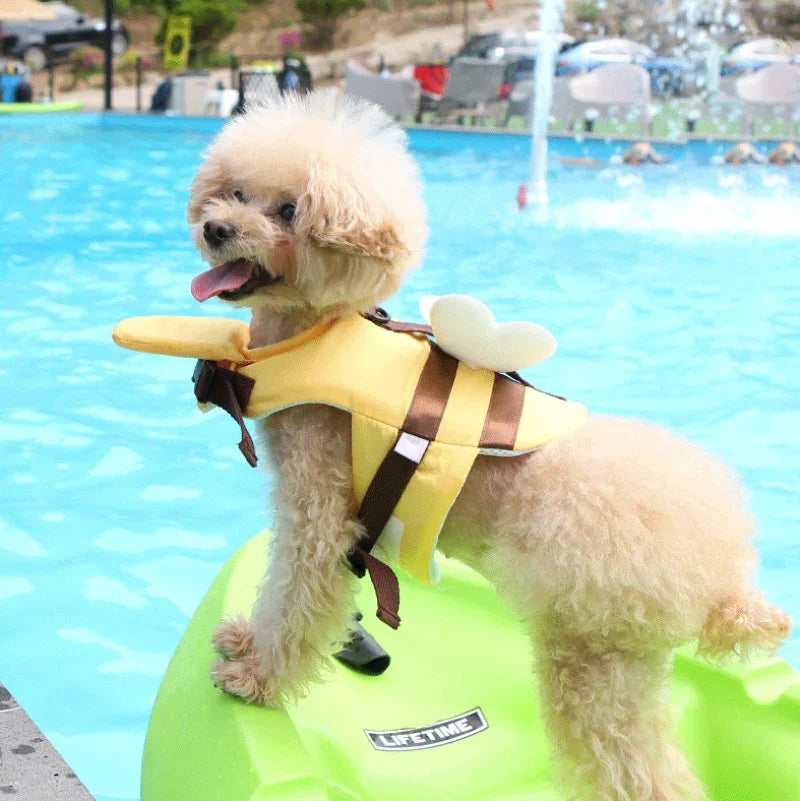 Little Bee Dog Swimsuit- Waterproof-Life Jacket- Breathable-Harness- Swimming Safety-Sizes SML-Costumes/Apparel