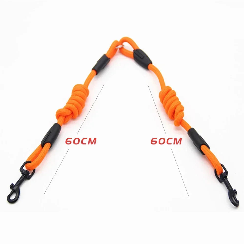 Double Leash Pet - 2 Ways Pet Nylon Dogs Lead -Double Twin Coupler Stuff Black