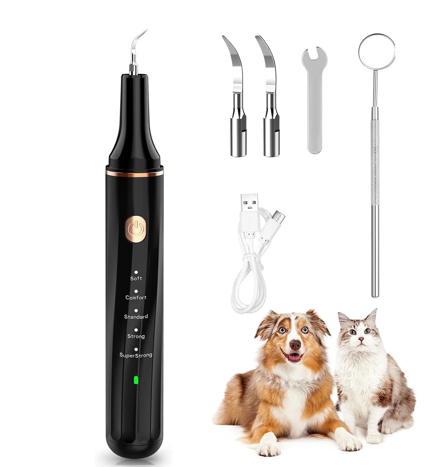 Ultrasonic Portable Electric Dog Toothbrush- Professional Plaque Calculus Removal- Teeth Whitening for Pet Dental Care-Pet Grooming