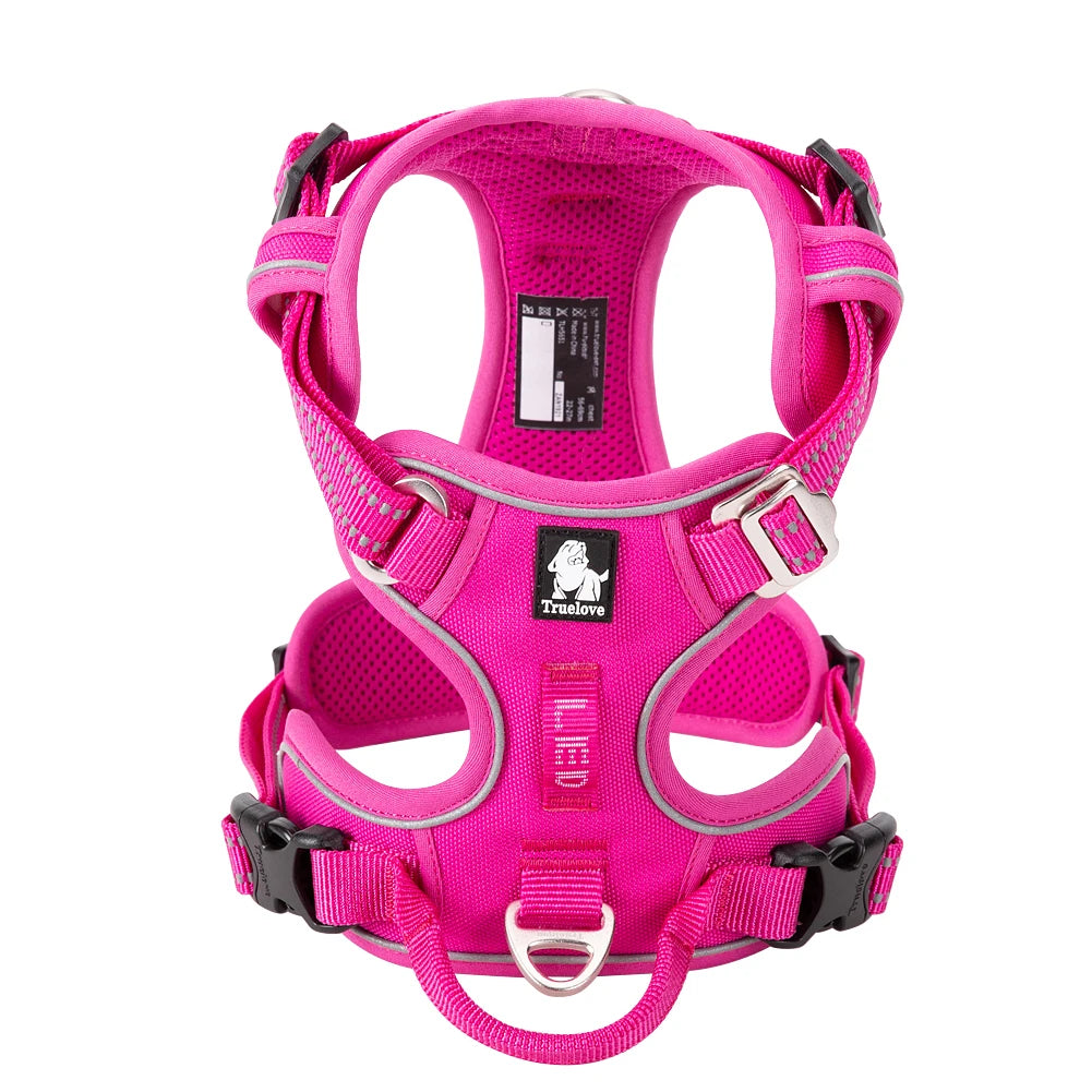 Truelove No Pull Dog Harness- Reflective- Breathable- Adjustable Training Vest-Sizes XS-XL Dogs- Night Walking-Collars/Leashes