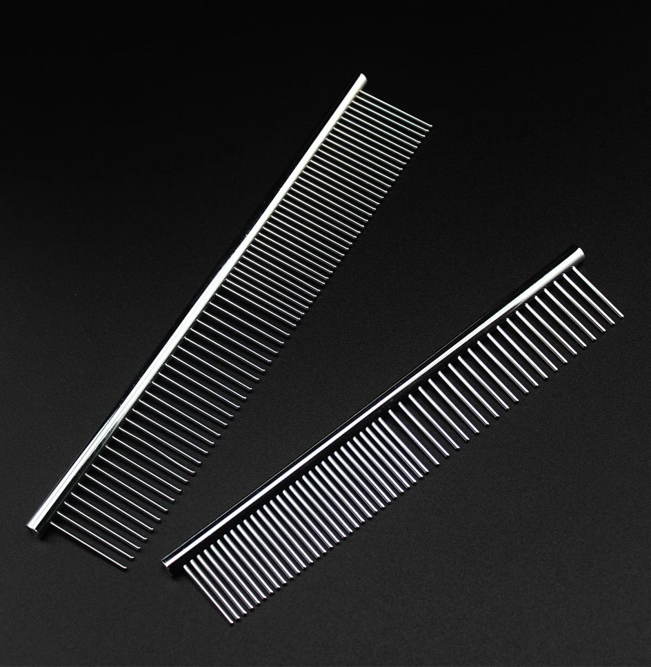 Stainless Steel Dog Comb-Long Thick Hair- Fur Removal-16/19cm- Pet Grooming