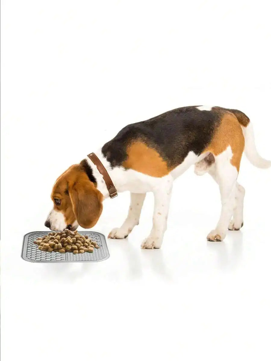 1pc Silicone Pet Slow Food Bowl Mat-For Dogs or Cats- Anti-Choking- Licking Pad With Suction Cup Design-Pet Bowls/Feeding