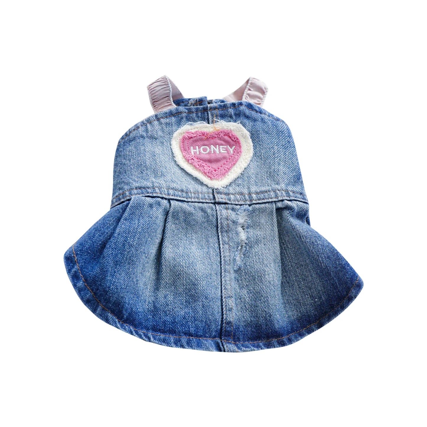 Denim Dress -Floral Print Dog Dress- Adorable Bowknot -Pet Clothes for Pomeranian- Shih- Tzu- Maltese- French Bulldog, etc.