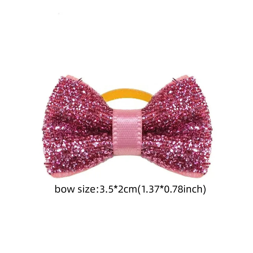 50/100pcs Small Dog Bowties with Rubber Bands- Handmade Puppy Grooming Accessories- Mixed Colors- Costumes/Apparel