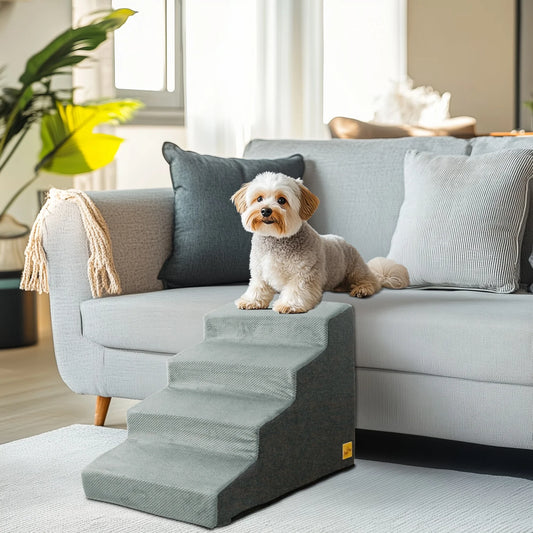 3/4 Step Dog Stairs  with Washable Cover for Small Dogs- Non-Slip Balanced- Pet Steps for Couch Bed Anywhere Needed