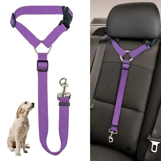 1pc Pet Seat Belt- Car Headrest Restraint- Adjustable Safety Rope- Car Seat Belt for Small Dogs-Collars/Leashes