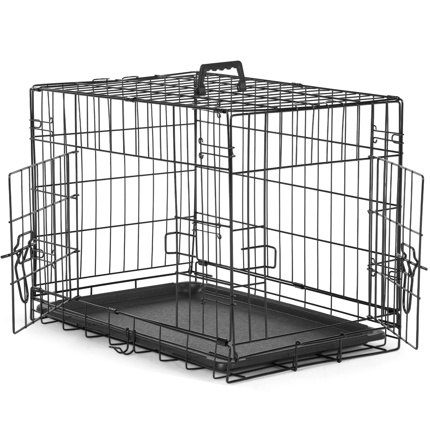 JHK Double Door Folding Metal Wire Dog Cage with Plastic Leak-Proof Pan Tray -Extra Large Pet Kennel for Indoor Outdoor Travel
