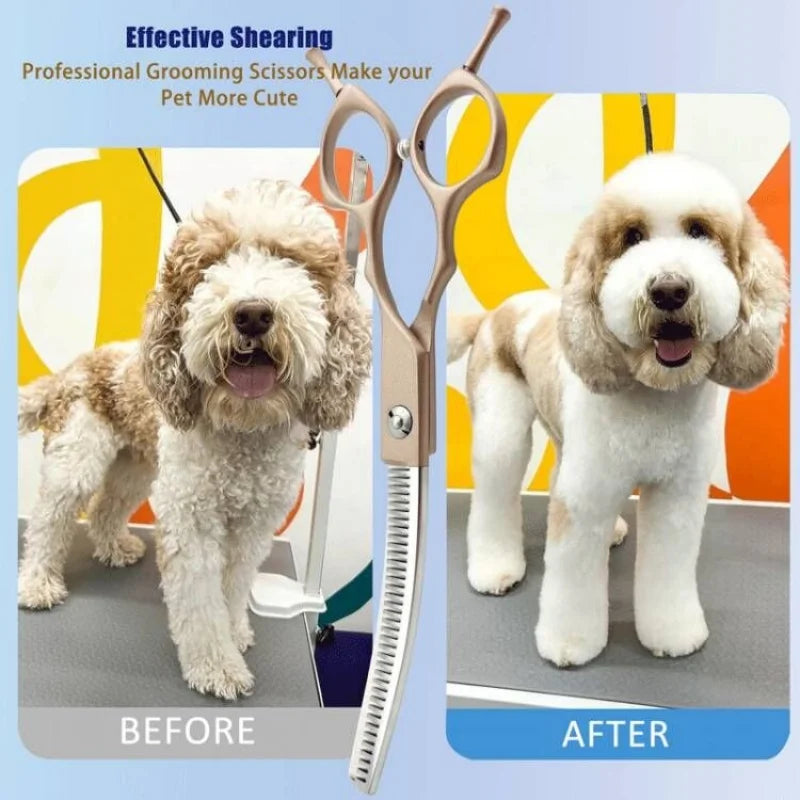 7inch Curved Thinning Shears- Stainless Steel Dog Grooming Curved Scissors-Light Weight- Special Designed- Pet Grooming