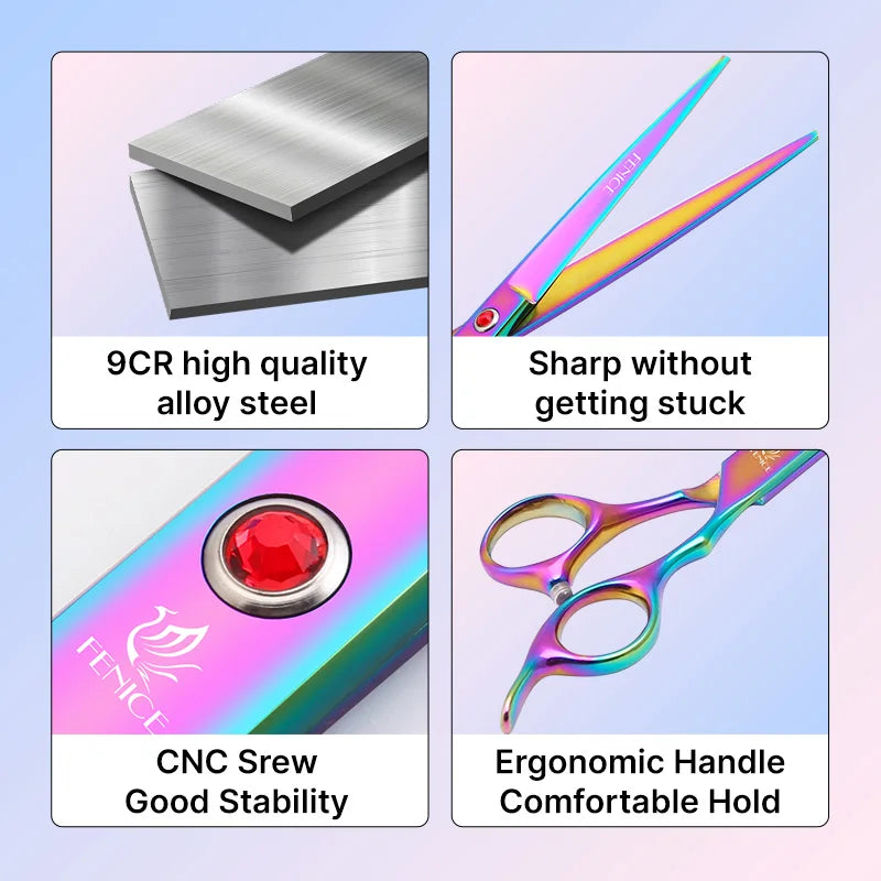 Classical Model home use rainbow & black dog grooming scissors  set for household pet owner